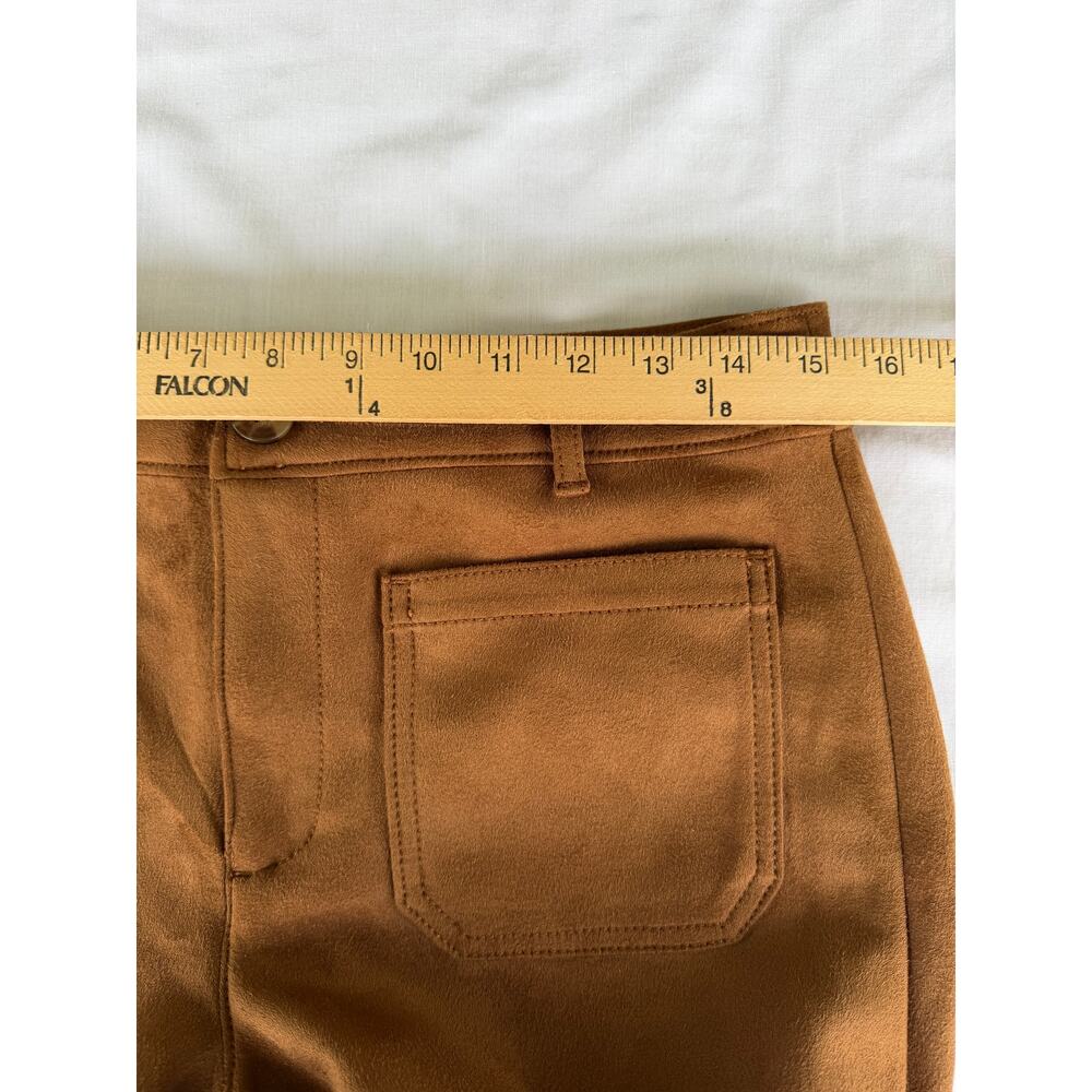 LOFT The Palmer Boho Western Chic Faux Suede Cognac Brown Wide Leg Pants Size 6 - Picture 10 of 13